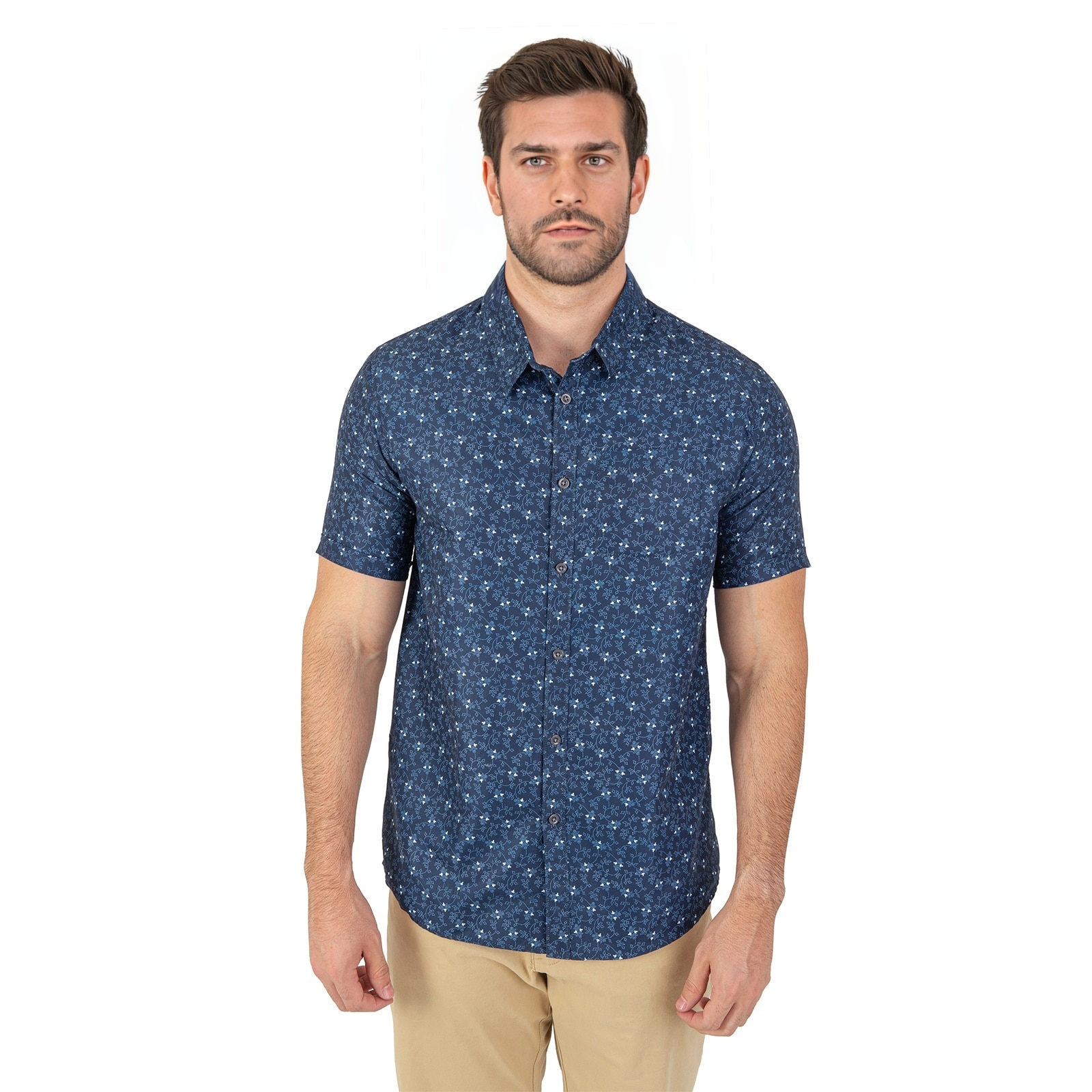 Camisa Manga Corta Con Puntos Para Hombre