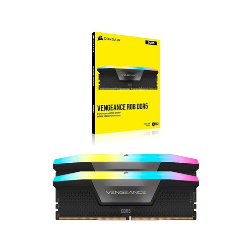 Kit Memoria RAM Corsair Vengeance DDR5 5200MHz 32GB (2 x 16GB) RGB Negro