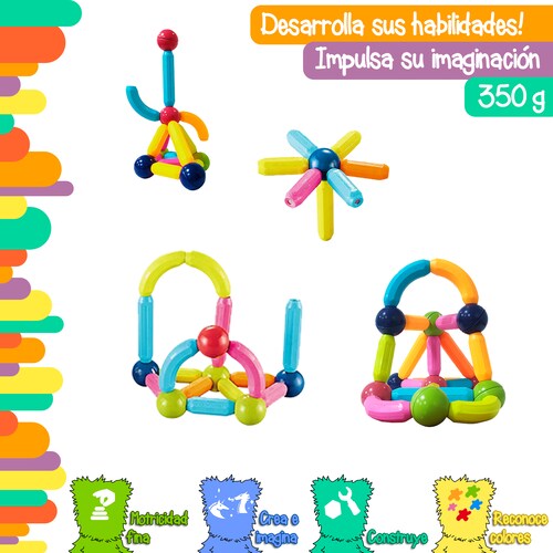 Juego de 24 esferas magnéticas y varillas de construcción
