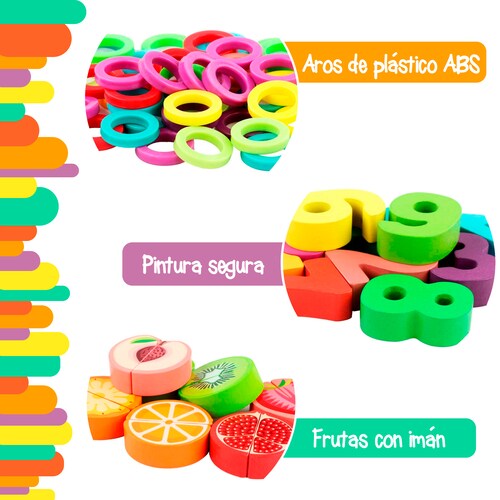 Tablero de juego para niños Yuff! juego para encajar piezas y frutas magnéticas