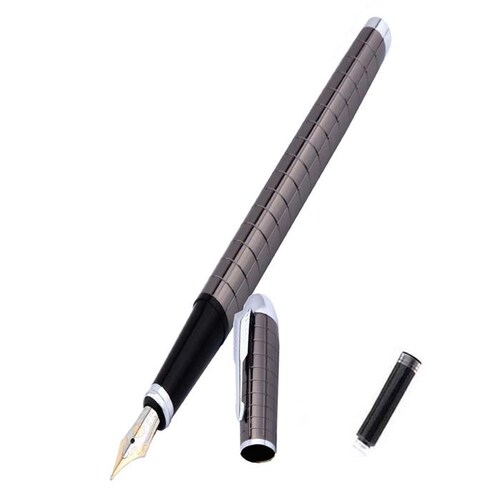Plumas Fuente para Dibujo MXBYF-003-2 1pza 0,5mm Punta Gris 1 Tinta Morada Acero Inoxidable Para Cartucho SmallCartri 3,4mm, SolidSilver