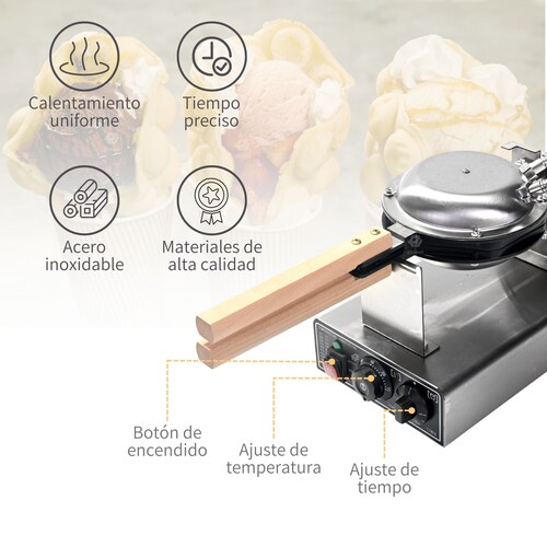 Waflera Industrial Eléctrica Antiadherente 180 Grados Egg Waffle