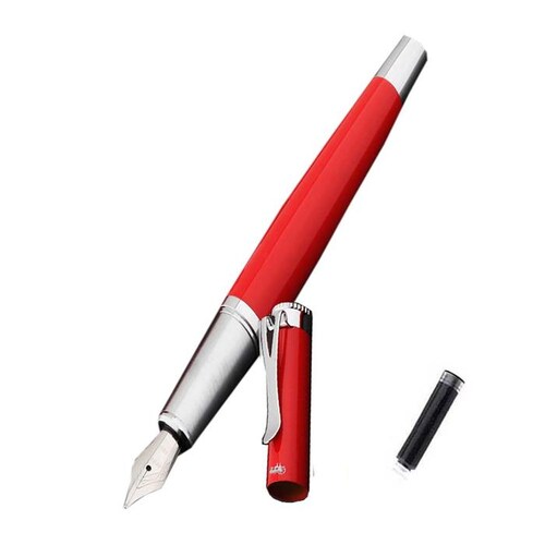 Plumas Tipo Fuente de Puntilla Fina MXSUN-005-1 1pza 0,5mm Punta Roja 1 Tinta Azul Marino Acero Inoxidable Para Cartucho SmallCartri, SunsetRed