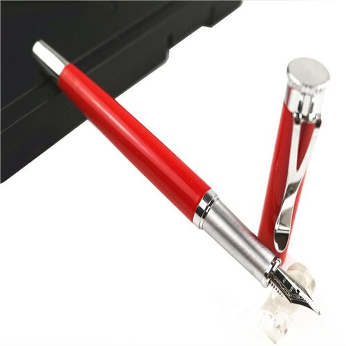 Plumas Tipo Fuente de Puntilla Fina MXSUN-005-1 1pza 0,5mm Punta Roja 1 Tinta Azul Marino Acero Inoxidable Para Cartucho SmallCartri, SunsetRed