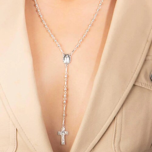  Collar de Rosario en fina plata ley .925