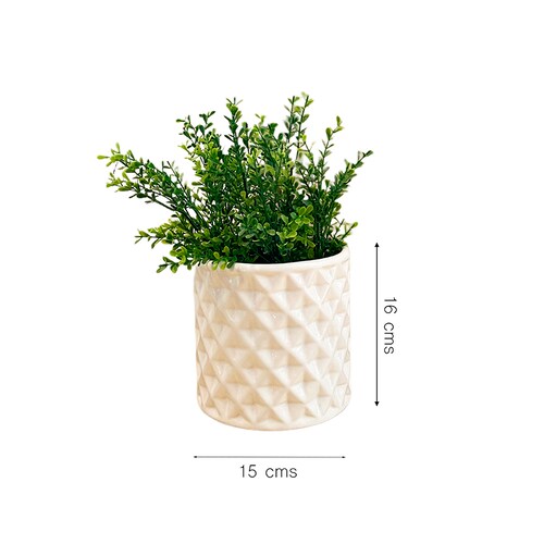 Maceta geométrica: estilo minimalista en color blanco cerámica brillante