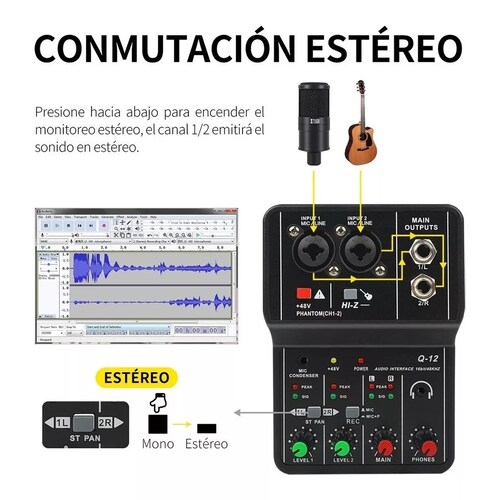 Interfaz De Audio Q-12 Tarjeta De Sonido Ordenador