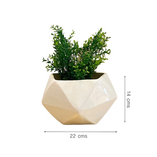 Maceta geométrica: estilo minimalista en color blanco cerámica brillante