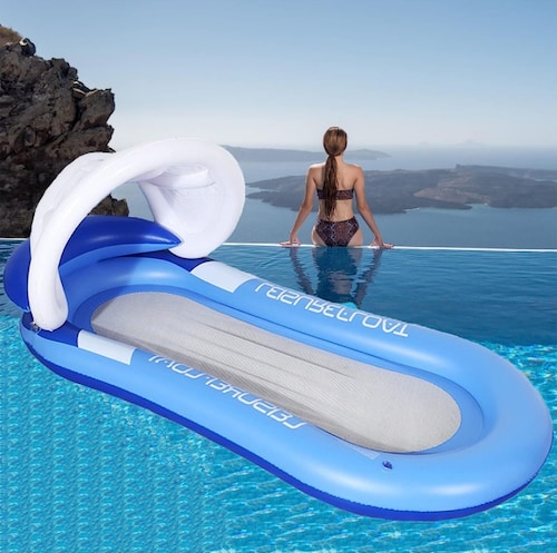 Flotador tumbona con toldo para piscina 