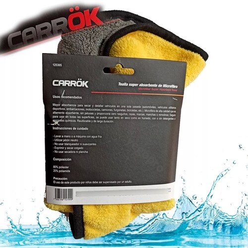 Toalla Secado Total Microfibra Carrok Extra Suave 40 X 40cm