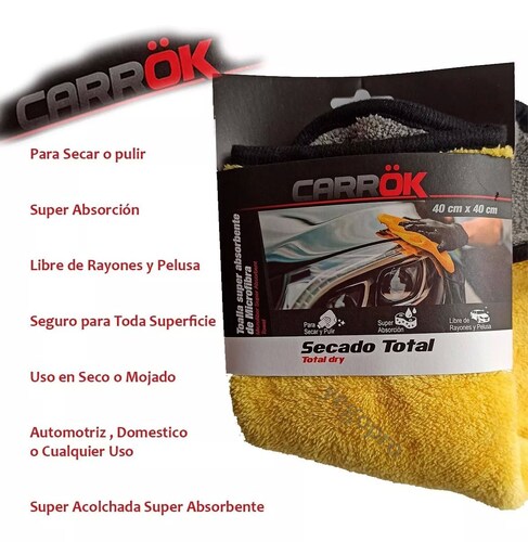 Toalla Secado Total Microfibra Carrok Extra Suave 40 X 40cm