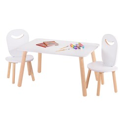 Mesa rectangular y dos sillas infantiles con agarradera Duduk