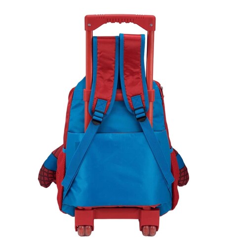 Mochila de niño con rueditas, con la figura de Spider-Man, color rojo con azul, mod. 1053213