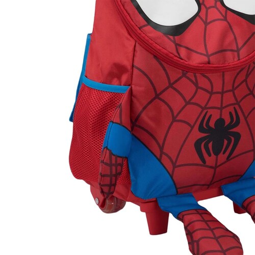 Mochila de niño con rueditas, con la figura de Spider-Man, color rojo con azul, mod. 1053213