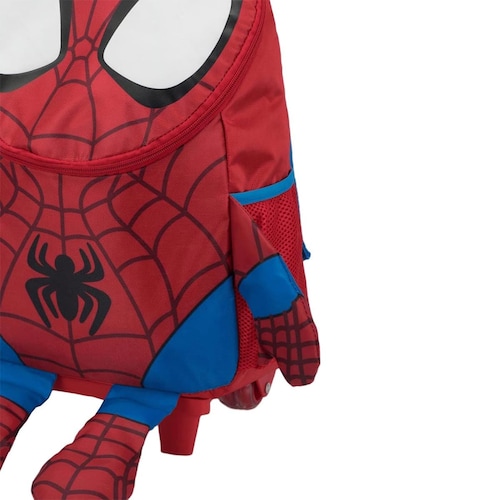 Mochila de niño con rueditas, con la figura de Spider-Man, color rojo con azul, mod. 1053213