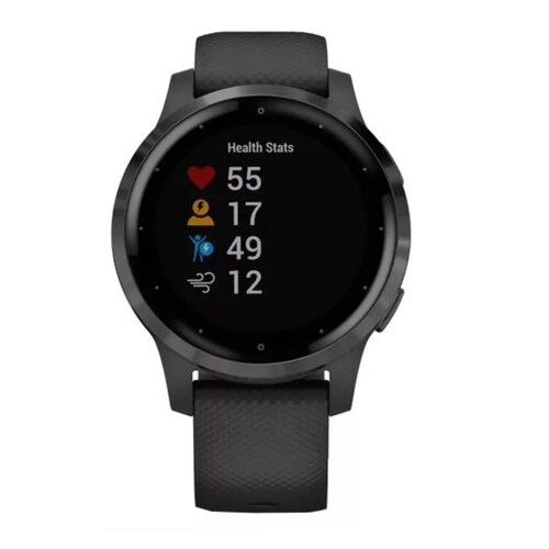 Smartwatch Garmin Vivoactive 4S 1.1", Caja 40mm de Polímero Reforzado Con Fibra Black, Malla Negra Silicona, Bisel Slate De Acero Inoxidable