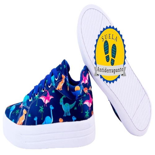 Tenis Niño Dinosaurios Rex Casuales T-rex Moda 471-2-ad Azul.