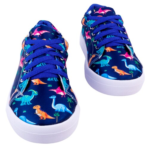Tenis Niño Dinosaurios Rex Casuales T-rex Moda 471-2-ad Azul.