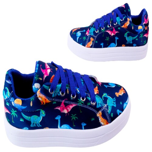 Tenis Niño Dinosaurios Rex Casuales T-rex Moda 471-2-ad Azul.
