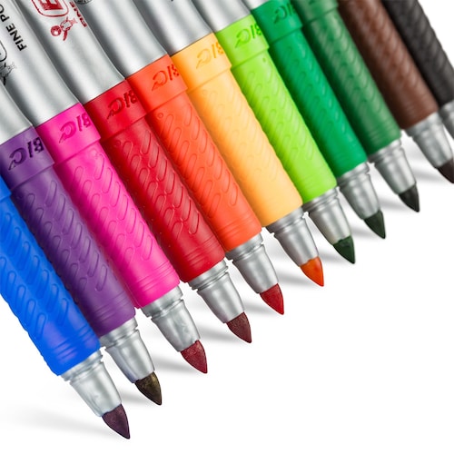 BIC Marcador Permanente Punto Fino, Marking Intensity, Surtido de Colores, 36 Piezas