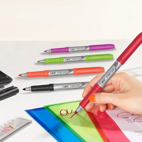 BIC Marcador Permanente Punto Fino, Marking Intensity, Surtido de Colores, 36 Piezas