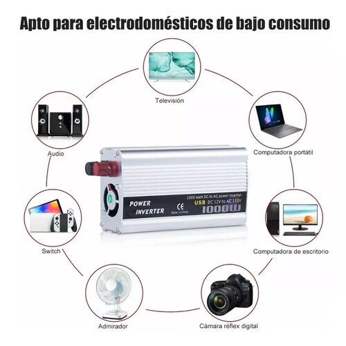 Convertidor De Corriente Auto Para Auto 1000w 12 A 110v