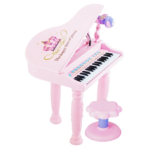 Piano Infantil con banco y microfono Rosa