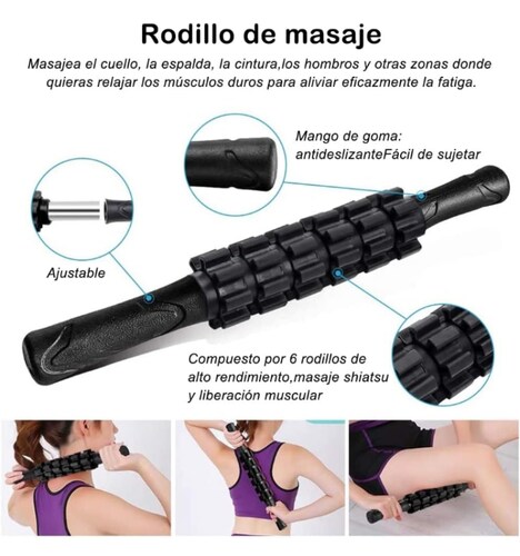 Rodillos de masaje 6 accesorios hule espuma 
