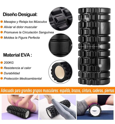 Rodillos de masaje 6 accesorios hule espuma 