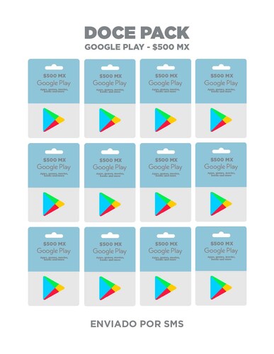 Google Play Doce pack tarjetas prepago, Pin Digital