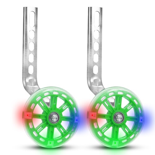 Llantitas Llantas Entrenadoras Bicicleta Con Luz Bici Rodado 12-20 Verdes