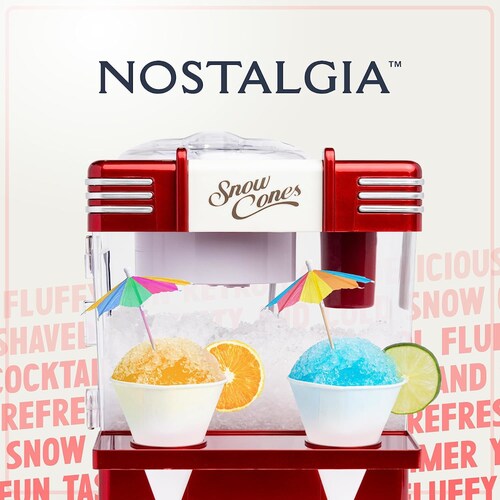 Máquina Retro de Raspados Conos de Nieve para Mesa de Nostalgia, Incluye 2 Vasos y Cuchara