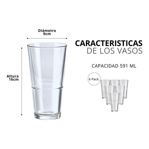 Juego de 6 vasos Stacking, marca Libbey