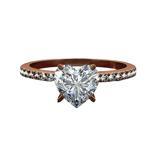 Anillo Compromiso Oro 10kilates & brillantes sintéticos corazón 