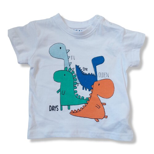 Playera blanca dinosaurio IN the OLDEN DAYS para bebé niño Losan