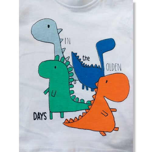Playera blanca dinosaurio IN the OLDEN DAYS para bebé niño Losan