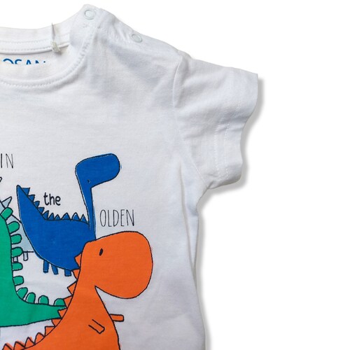 Playera blanca dinosaurio IN the OLDEN DAYS para bebé niño Losan