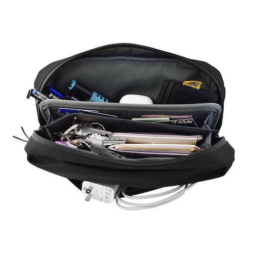 Cangurera Wallis unisex con 2 compartimientos y correa ajustable, negro.