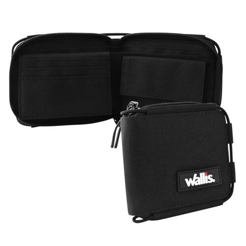 Billetera Wallis W030362 con cierre, color negro.