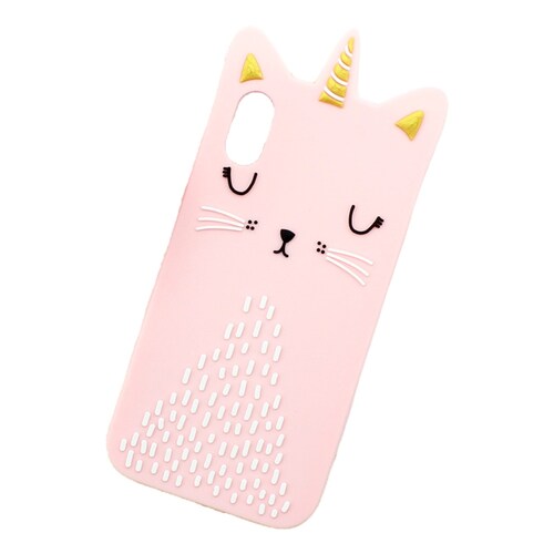 Funda Case Triche para IPHONE XS MAX Diseño Gato Unicornio Color Rosa