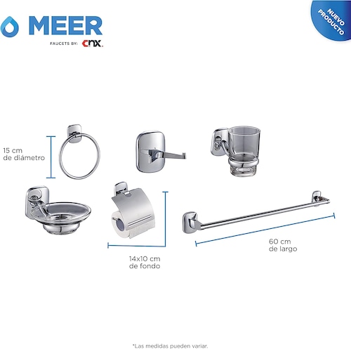 CNX Kit de Regadera con Cuello y Accesorios para Baño de Acero Inoxidable y Zinc.