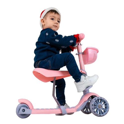 Scooter Patín Del Diablo 3 En 1 Para Niños Luces LED Color Rosa