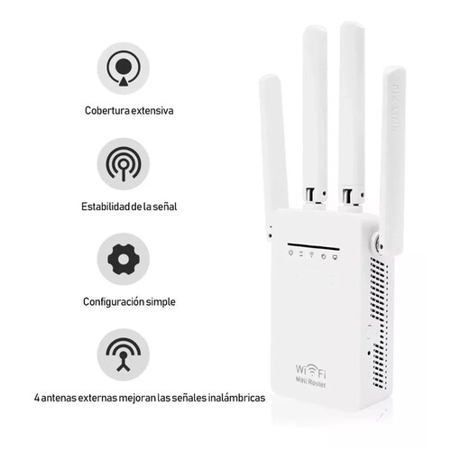 Amplificador Wifi Extensor Rango Repetidor Señal De 4 Antena