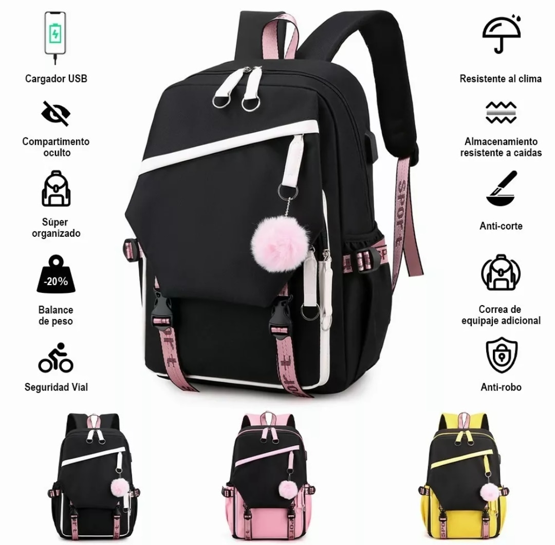 Mochilas con cargador hotsell para mujer