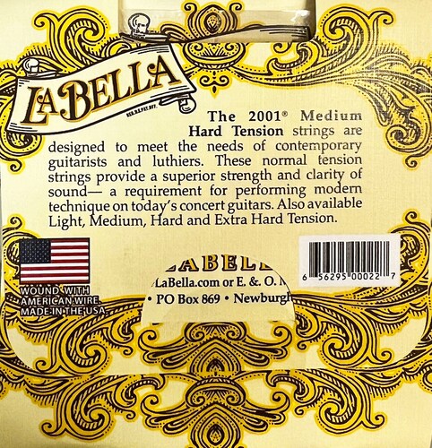 Cuerdas La Bella 2001MH Medium Hard Tension P/Guitarra Clásica 