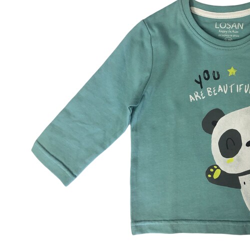 Playera azul panda you ARE BEAUTIFUL bebé niño Losan
