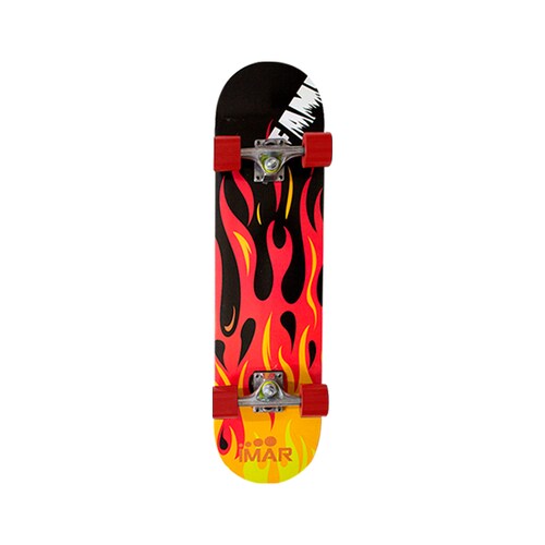 TABLA JUVENIL DISEÑO FUEGO FAME SKATEBOARD TABLA DE MADERA LLANTAS AMARILLAS SKATE