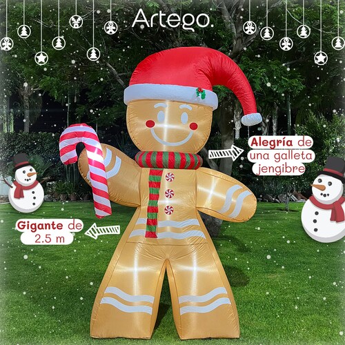 Inflable de Navidad Navideño Galleta Jengibre Gingy Gingerbread - 2.5m
