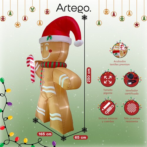 Inflable de Navidad Navideño Galleta Jengibre Gingy Gingerbread - 2.5m