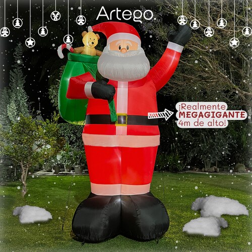Inflable de Navidad Navideño SANTA CLAUS MEGA gigante con led 4m